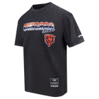 NFL CHICAGO BEARS T-SHIRT CHROME EN JERSEY DE COTON À ÉPAULES TOMBANTES POUR HOMME (NOIR DÉLAVÉ)
