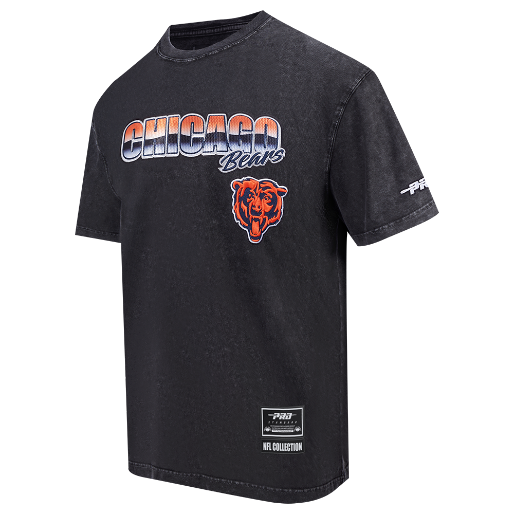 NFL CHICAGO BEARS T-SHIRT CHROME EN JERSEY DE COTON À ÉPAULES TOMBANTES POUR HOMME (NOIR DÉLAVÉ)