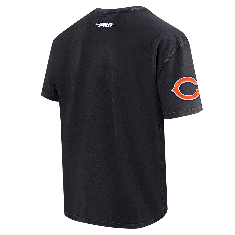 NFL CHICAGO BEARS T-SHIRT CHROME EN JERSEY DE COTON À ÉPAULES TOMBANTES POUR HOMME (NOIR DÉLAVÉ)