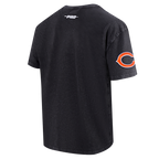 NFL CHICAGO BEARS T-SHIRT CHROME EN JERSEY DE COTON À ÉPAULES TOMBANTES POUR HOMME (NOIR DÉLAVÉ)