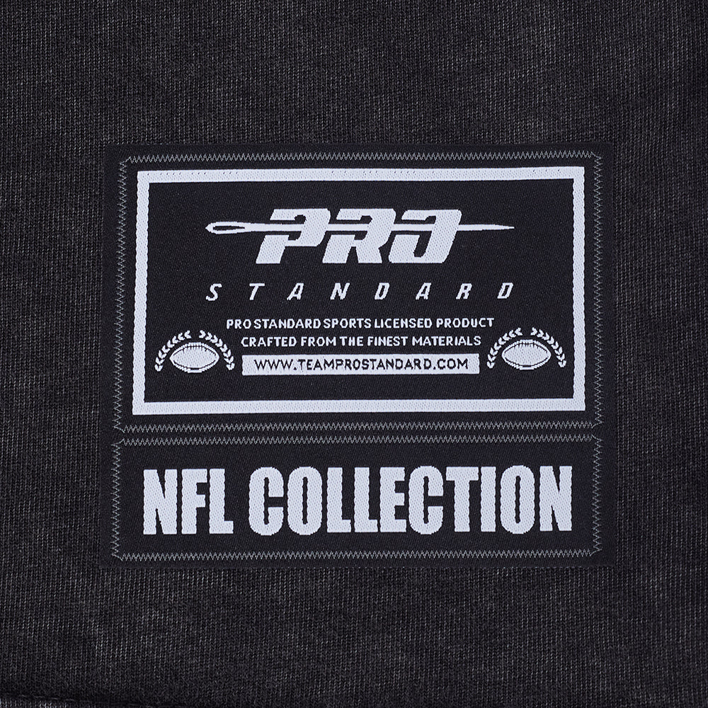 NFL CHICAGO BEARS T-SHIRT CHROME EN JERSEY DE COTON À ÉPAULES TOMBANTES POUR HOMME (NOIR DÉLAVÉ)