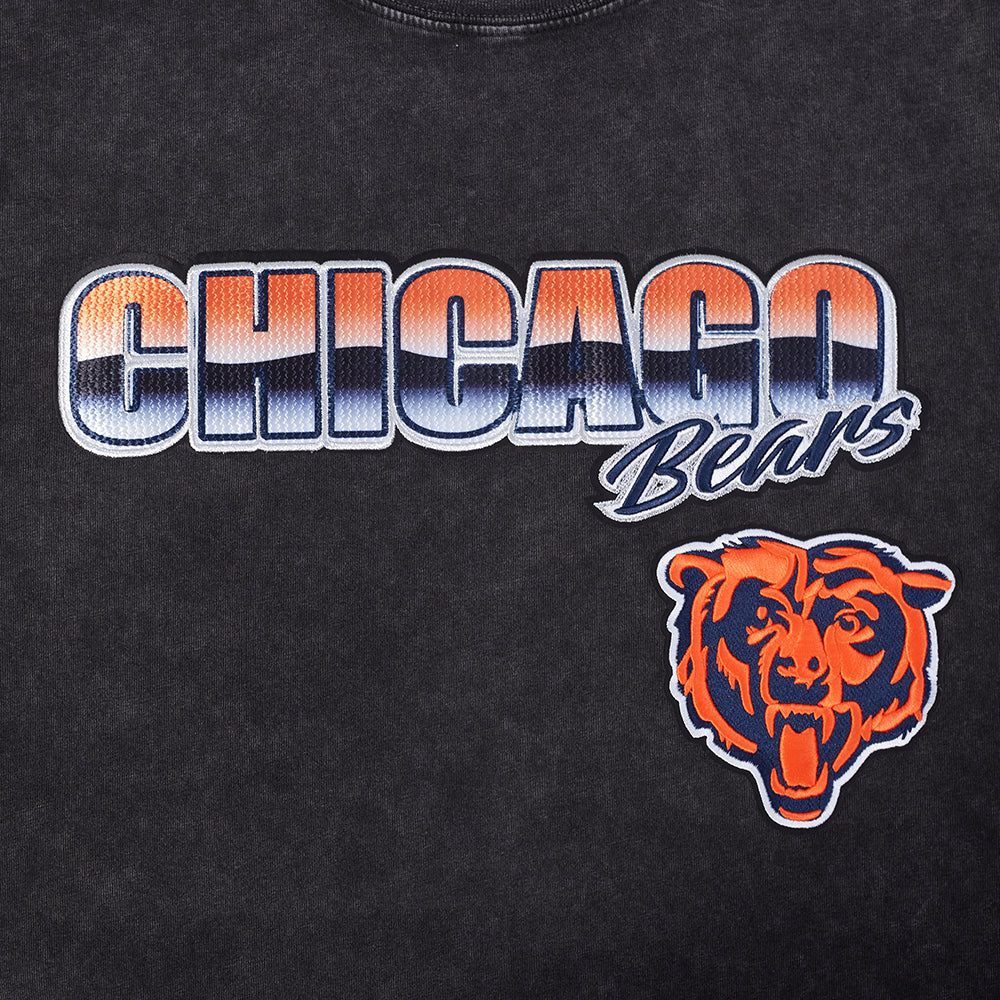 NFL CHICAGO BEARS T-SHIRT CHROME EN JERSEY DE COTON À ÉPAULES TOMBANTES POUR HOMME (NOIR DÉLAVÉ)