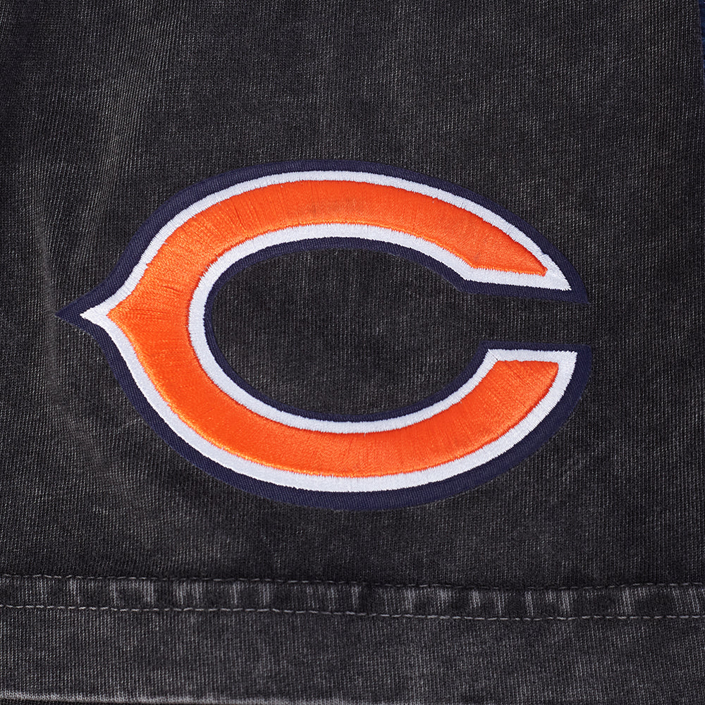 NFL CHICAGO BEARS T-SHIRT CHROME EN JERSEY DE COTON À ÉPAULES TOMBANTES POUR HOMME (NOIR DÉLAVÉ)