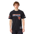 NFL CHICAGO BEARS T-SHIRT CHROME EN JERSEY DE COTON À ÉPAULES TOMBANTES POUR HOMME (NOIR DÉLAVÉ)