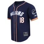 NFL CHICAGO BEARS CALEB WILLIAMS #18 CLASSIC MESH PNN MEN'S MESH BUTTON DOWN SHIRT (MIDNIGHT NAVY/ORANGE)