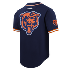 NFL CHICAGO BEARS CALEB WILLIAMS #18 CLASSIC MESH PNN MEN'S MESH BUTTON DOWN SHIRT (MIDNIGHT NAVY/ORANGE)