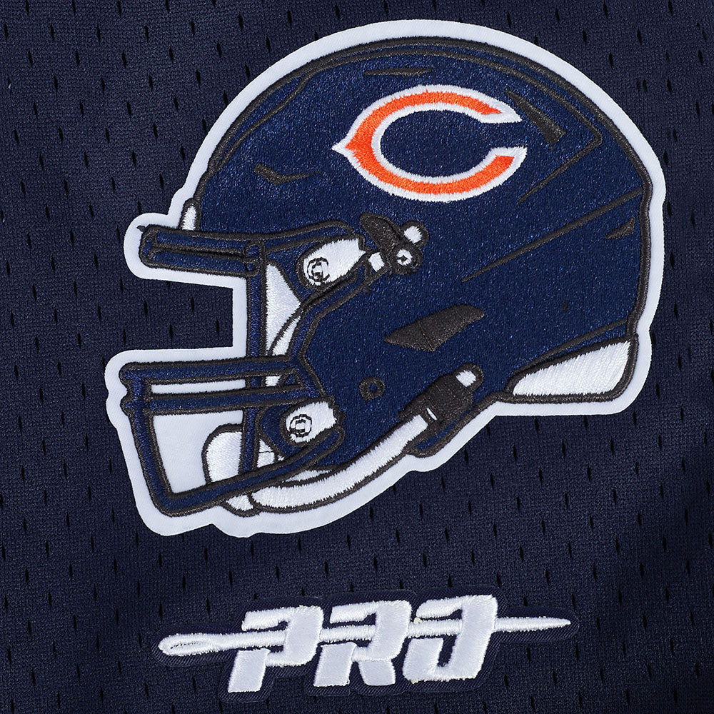 NFL CHICAGO BEARS CALEB WILLIAMS #18 CLASSIC MESH PNN MEN'S MESH BUTTON DOWN SHIRT (MIDNIGHT NAVY/ORANGE)