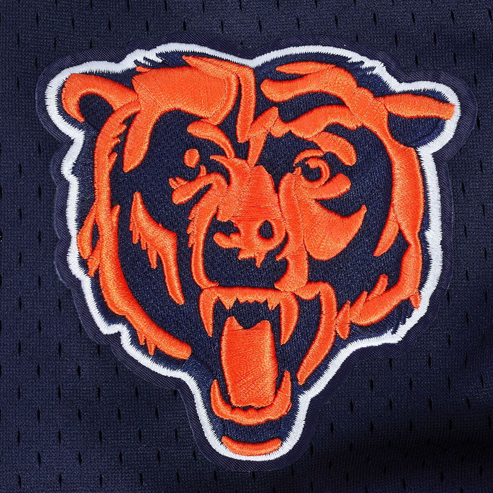 NFL CHICAGO BEARS CALEB WILLIAMS #18 CLASSIC MESH PNN MEN'S MESH BUTTON DOWN SHIRT (MIDNIGHT NAVY/ORANGE)