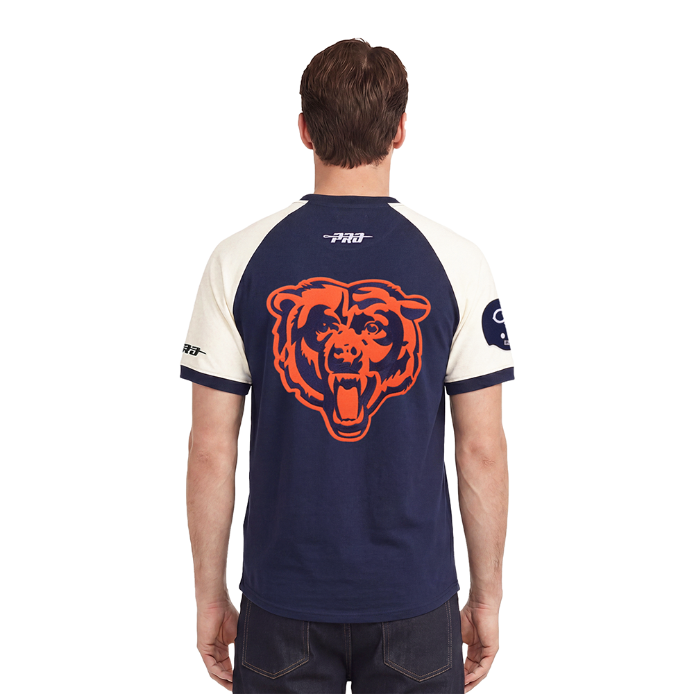 NFL CHICAGO BEARS FIRST TEAM MEN'S RAGLAN TEE (EGGSHELL/ MIDNIGHT NAVY)