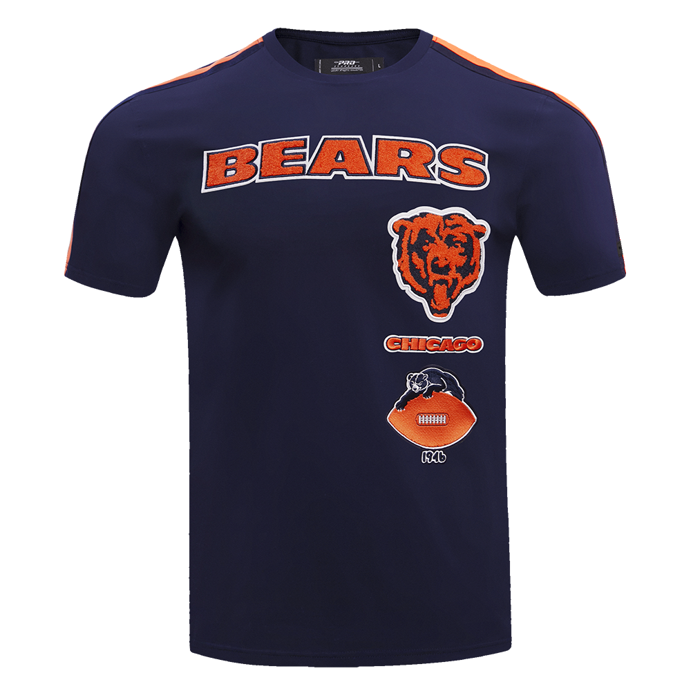 NFL CHICAGO BEARS RETRO CLASSIC T-SHIRT À RAYURES POUR HOMME (MARINE MINUIT/ORANGE/MARINE MINUIT)
