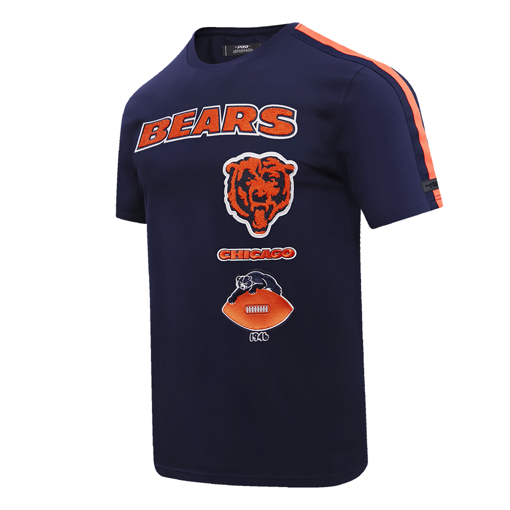 NFL CHICAGO BEARS RETRO CLASSIC T-SHIRT À RAYURES POUR HOMME (MARINE MINUIT/ORANGE/MARINE MINUIT)