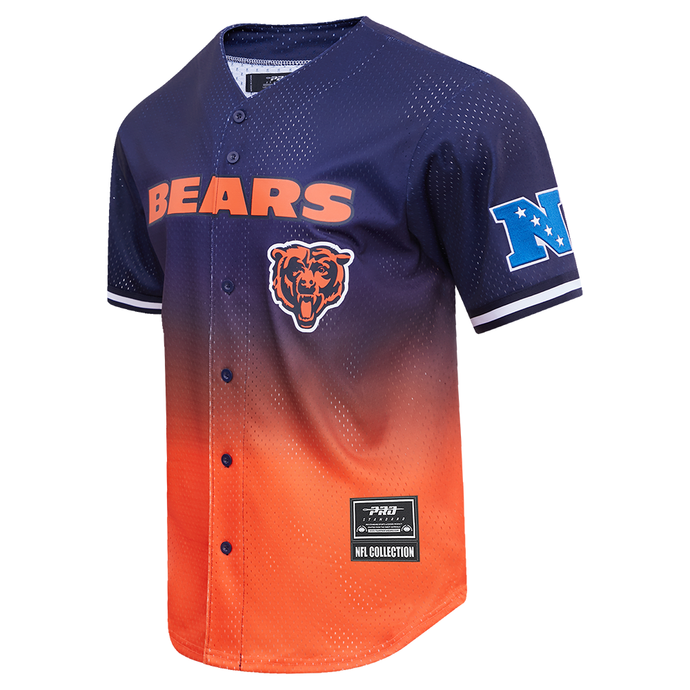 NFL CHICAGO BEARS TEAM MESH MEN'S BUTTON DOWN JERSEY (MIDNIGHT NAVY/ORANGE)