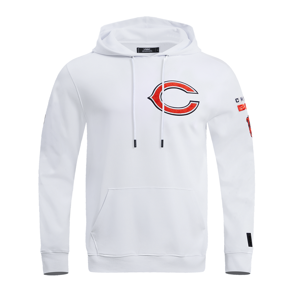 NFL CHICAGO BEARS CLASSIC CHENILLE MEN'S PULLOVER HOODIE (WHITE)