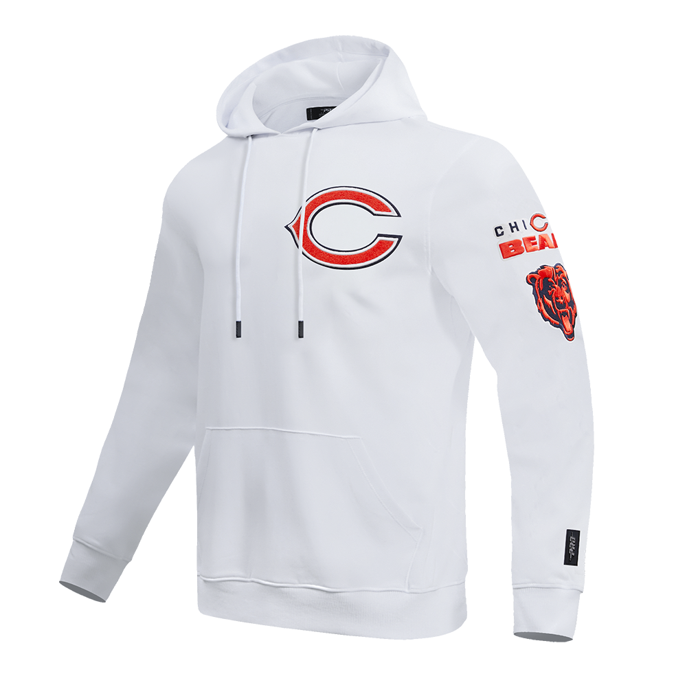 NFL CHICAGO BEARS CLASSIC CHENILLE MEN'S PULLOVER HOODIE (WHITE)