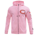 NFL CHICAGO BEARS CLASSIC CHENILLE MEN'S FULL ZIP HOODIE  (PINK)