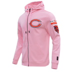 NFL CHICAGO BEARS CLASSIC CHENILLE MEN'S FULL ZIP HOODIE  (PINK)