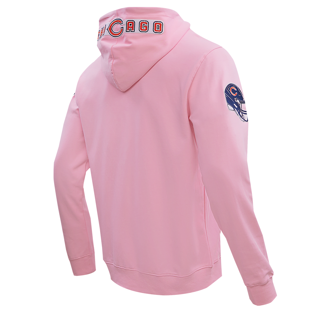 NFL CHICAGO BEARS CLASSIC CHENILLE MEN'S FULL ZIP HOODIE  (PINK)