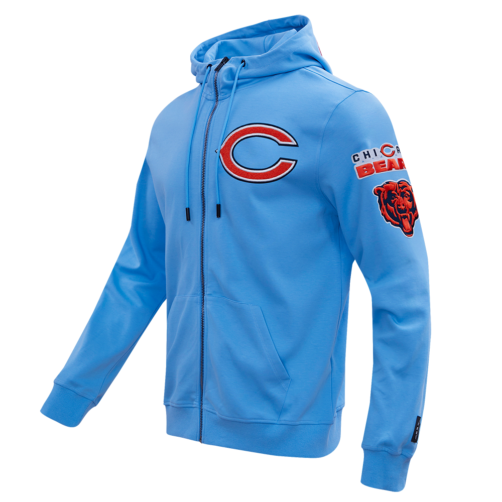 NFL CHICAGO BEARS CLASSIC CHENILLE MEN'S FULL ZIP HOODIE  (UNIVERSITY BLUE)