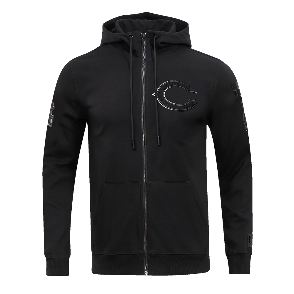 NFL CHICAGO BEARS TRIPLE BLACK FULL ZIP HOODIE  (TRIPLE BLACK)