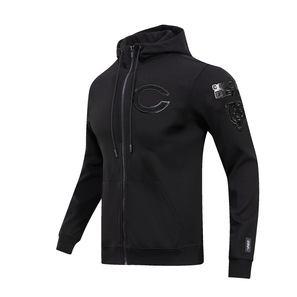 NFL CHICAGO BEARS TRIPLE BLACK FULL ZIP HOODIE  (TRIPLE BLACK)