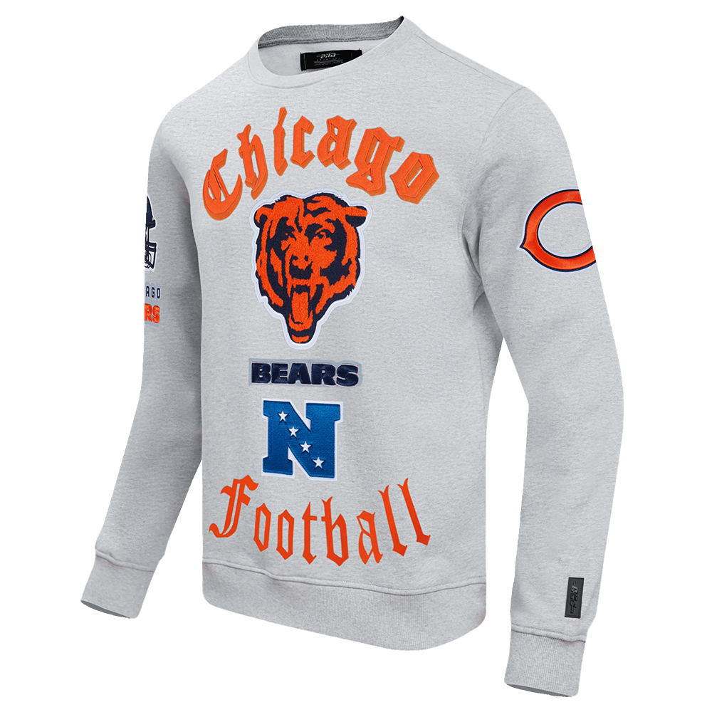 NFL CHICAGO BEARS OLD ENGLISH CHANDAIL À COL ROND EN MOLLETON POUR HOMME (GRIS CHINÉ)