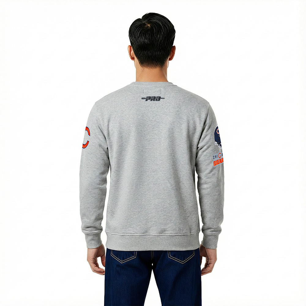 NFL CHICAGO BEARS OLD ENGLISH CHANDAIL À COL ROND EN MOLLETON POUR HOMME (GRIS CHINÉ)