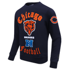 NFL CHICAGO BEARS OLD ENGLISH CHANDAIL À COL ROND EN MOLLETON POUR HOMME (MARINE MINUIT)