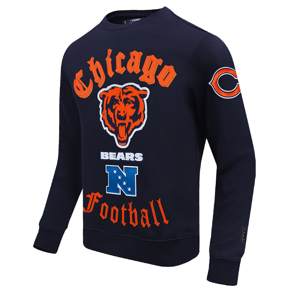 NFL CHICAGO BEARS OLD ENGLISH CHANDAIL À COL ROND EN MOLLETON POUR HOMME (MARINE MINUIT)
