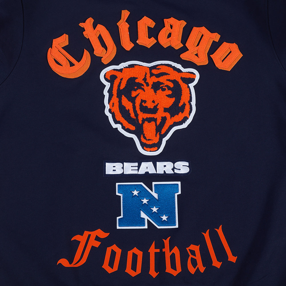 NFL CHICAGO BEARS OLD ENGLISH CHANDAIL À COL ROND EN MOLLETON POUR HOMME (MARINE MINUIT)