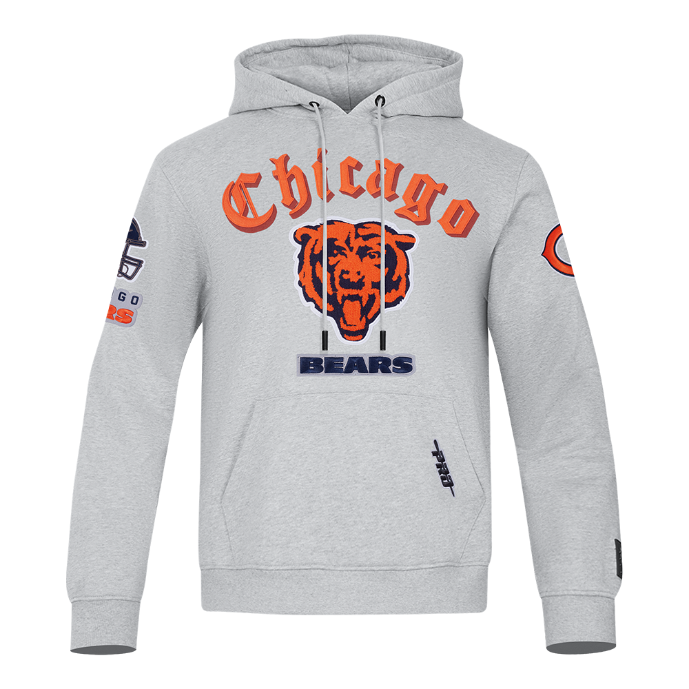 NFL CHICAGO BEARS OLD ENGLISH CHANDAIL À CAPUCHON POUR HOMME (GRIS CHINÉ)