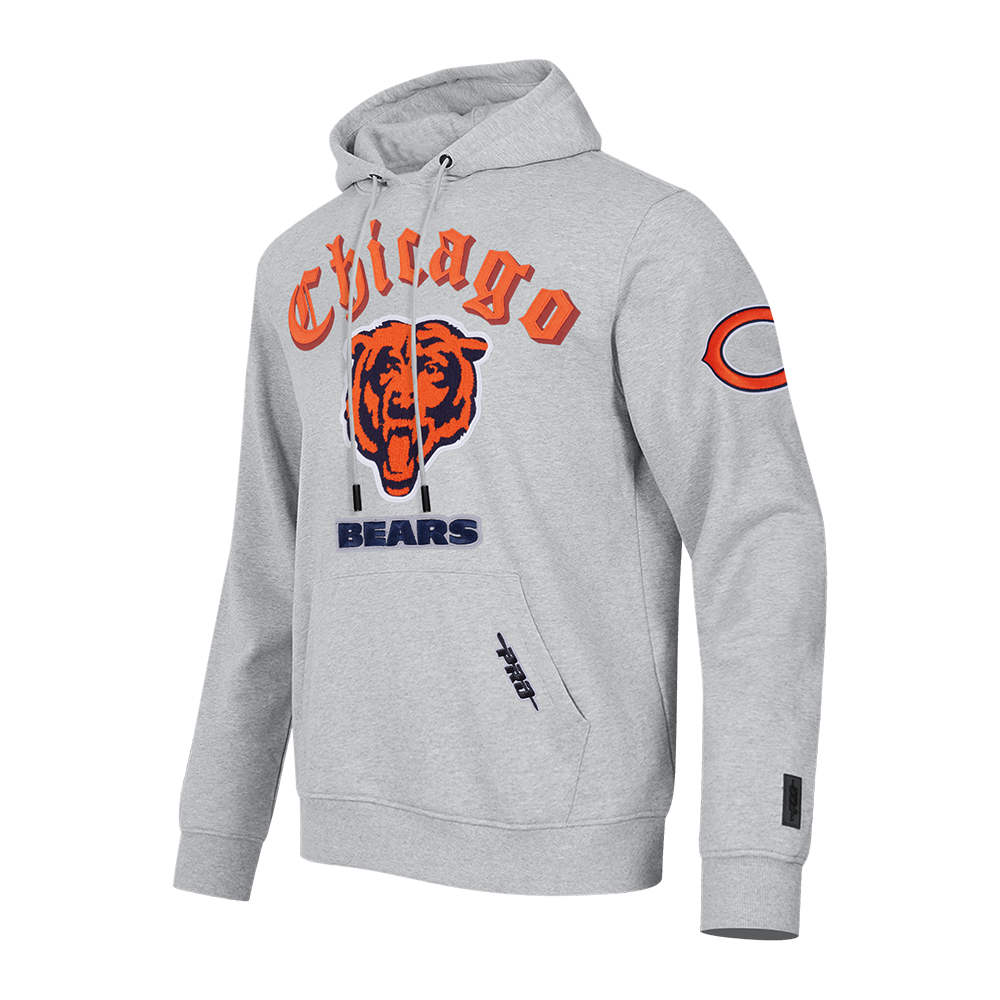 NFL CHICAGO BEARS OLD ENGLISH MEN'S PO HOODIE (HEATHER GREY)
