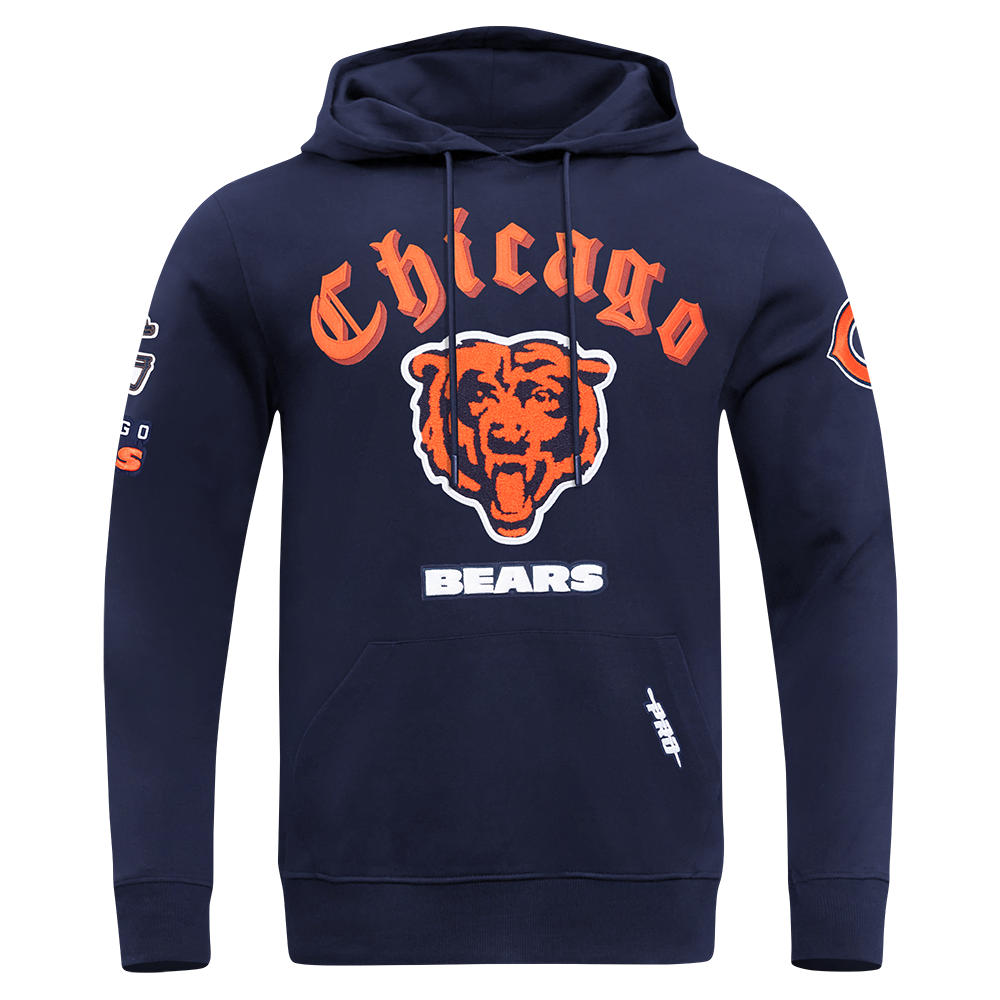 NFL CHICAGO BEARS OLD ENGLISH MEN'S PO HOODIE (MIDNIGHT NAVY)