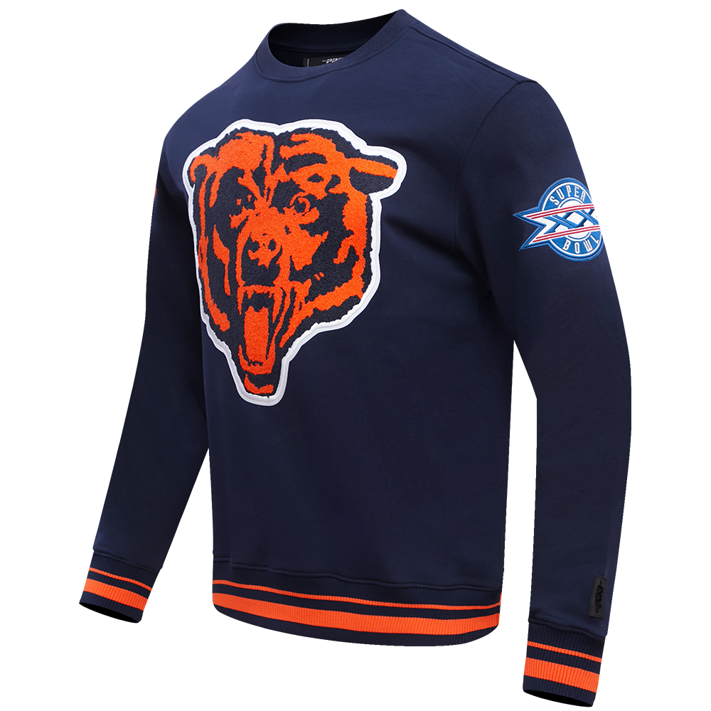 NFL CHICAGO BEARS MASHUP MEN'S RIB CREWNECK (MIDNIGHT NAVY/ORANGE/MIDNIGHT NAVY)