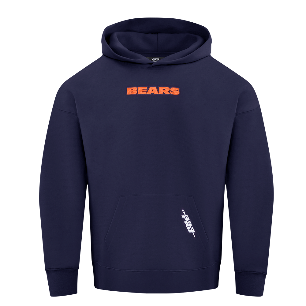 NFL CHICAGO BEARS WINGSPAN MEN'S DROP SHOULDER FLEECE PULLOVER HOODIE (MIDNIGHT NAVY)