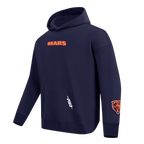 NFL CHICAGO BEARS WINGSPAN MEN'S DROP SHOULDER FLEECE PULLOVER HOODIE (MIDNIGHT NAVY)