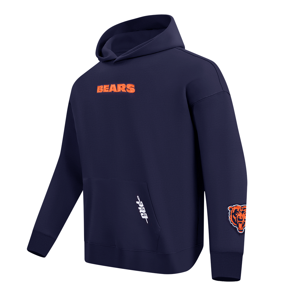 NFL CHICAGO BEARS WINGSPAN MEN'S DROP SHOULDER FLEECE PULLOVER HOODIE (MIDNIGHT NAVY)