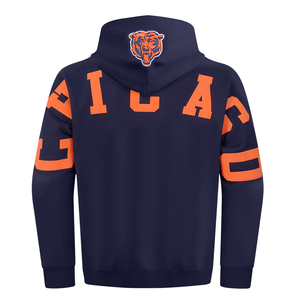 NFL CHICAGO BEARS WINGSPAN MEN'S DROP SHOULDER FLEECE PULLOVER HOODIE (MIDNIGHT NAVY)