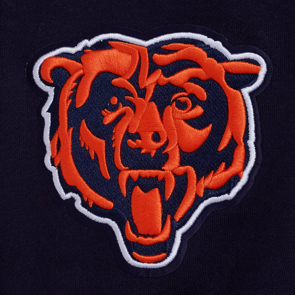 NFL CHICAGO BEARS WINGSPAN MEN'S DROP SHOULDER FLEECE PULLOVER HOODIE (MIDNIGHT NAVY)