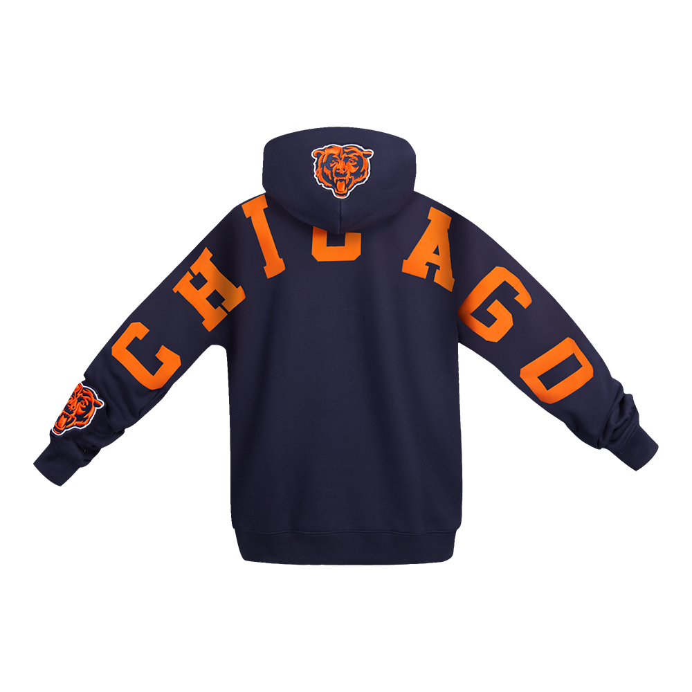 NFL CHICAGO BEARS WINGSPAN MEN'S DROP SHOULDER FLEECE PULLOVER HOODIE (MIDNIGHT NAVY)