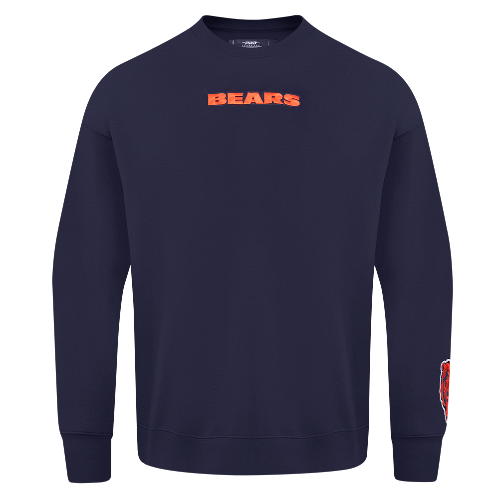 NFL CHICAGO BEARS WINGSPAN MEN'S DROP SHOULDER FLEECE CREWNECK (MIDNIGHT NAVY)