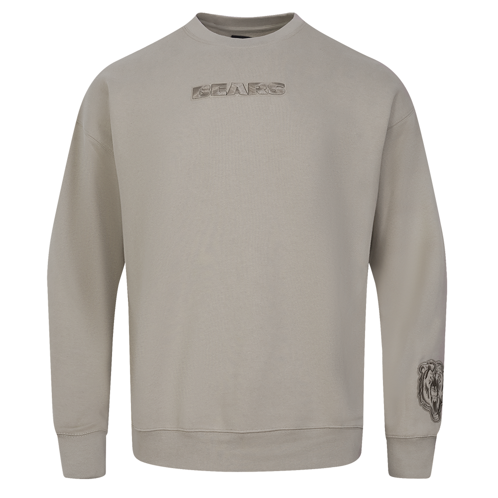 NFL CHICAGO BEARS WINGSPAN MEN'S DROP SHOULDER FLEECE CREWNECK (TAUPE)