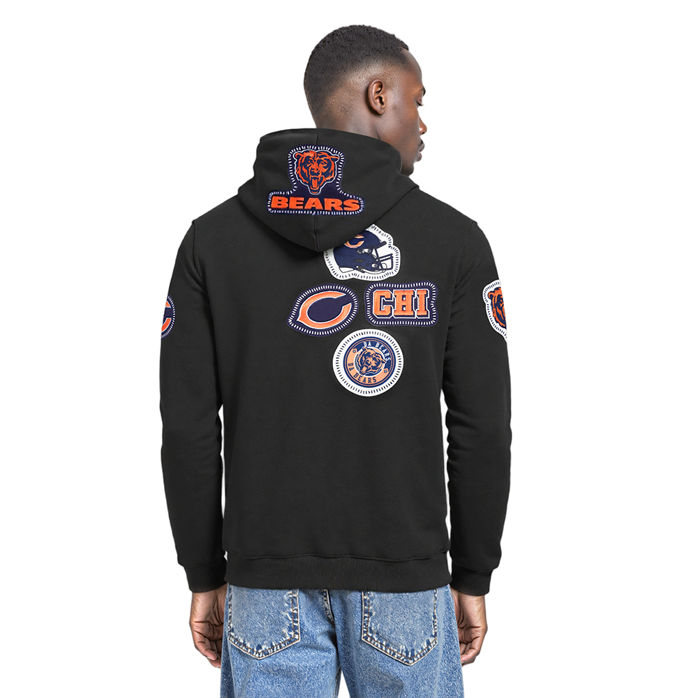 NFL CHICAGO BEARS DIY PICK STITCH MEN'S DOUBLE KNIT PULLOVER HOODIE (BLACK)