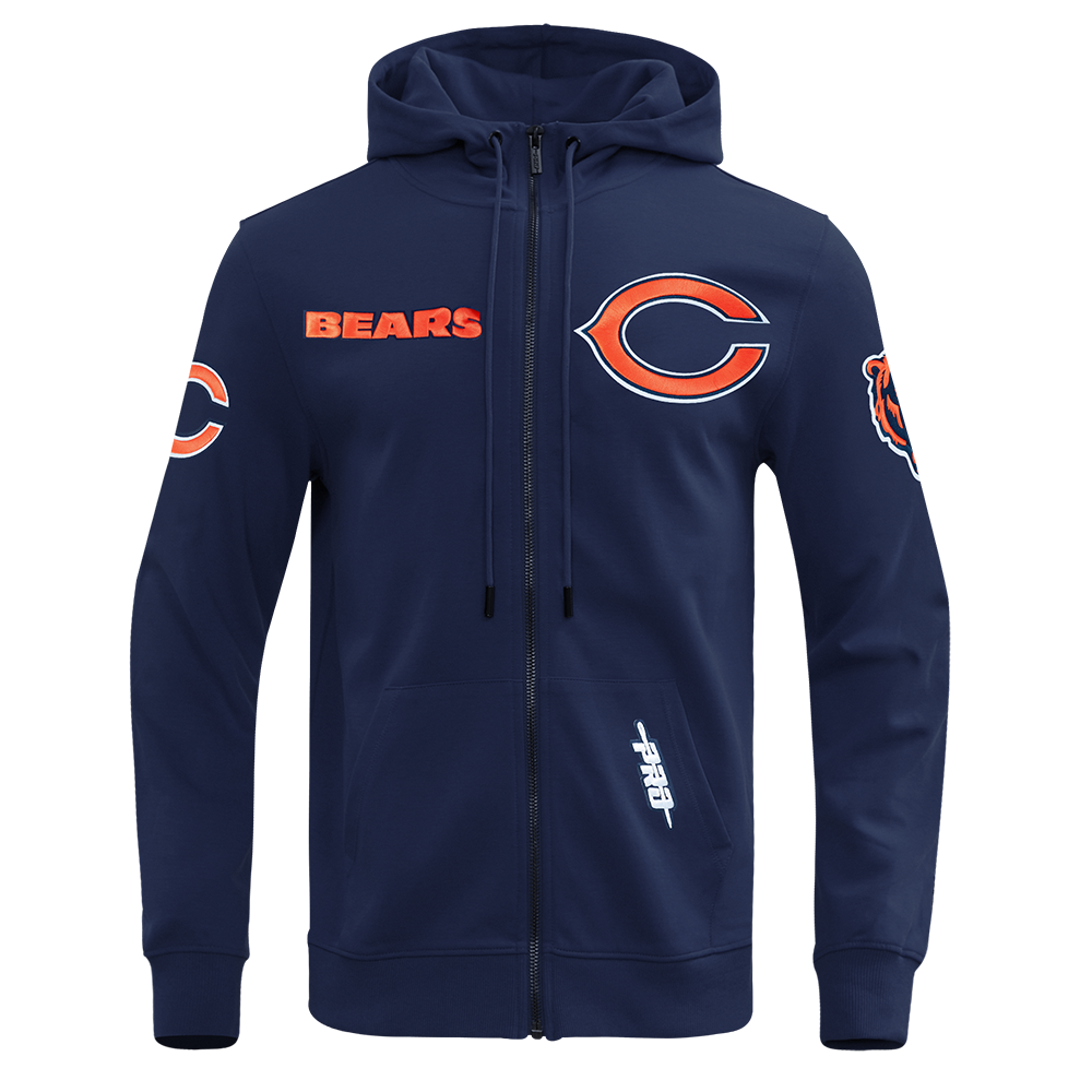 NFL CHICAGO BEARS CLASSIC WIND SUIT MEN'S WOVEN FULL ZIP PULLOVER HOODIE (MIDNIGHT NAVY)