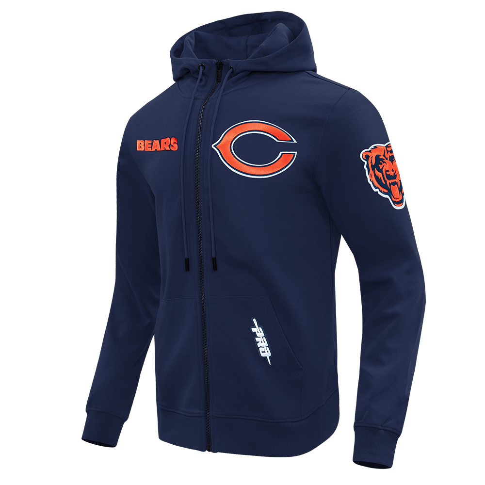 NFL CHICAGO BEARS CLASSIC WIND SUIT MEN'S WOVEN FULL ZIP PULLOVER HOODIE (MIDNIGHT NAVY)
