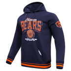 NFL CHICAGO BEARS TEAM BADGE MEN'S RIB PO HOODIE (MIDNIGHT NAVY/ORANGE/MIDNIGHT NAVY)