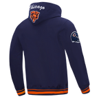 NFL CHICAGO BEARS TEAM BADGE MEN'S RIB PO HOODIE (MIDNIGHT NAVY/ORANGE/MIDNIGHT NAVY)