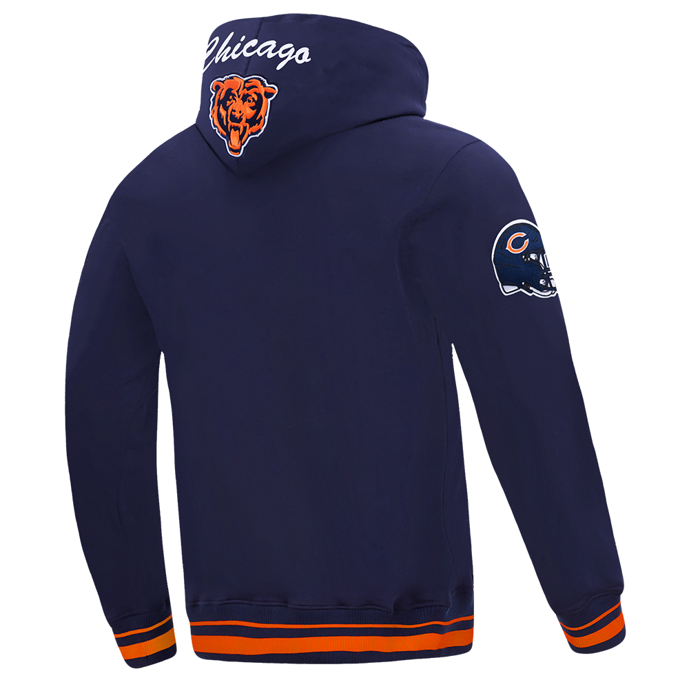 NFL CHICAGO BEARS TEAM BADGE MEN'S RIB PO HOODIE (MIDNIGHT NAVY/ORANGE/MIDNIGHT NAVY)