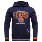 NFL CHICAGO BEARS TEAM BADGE MEN'S RIB PO HOODIE (MIDNIGHT NAVY/ORANGE/MIDNIGHT NAVY)