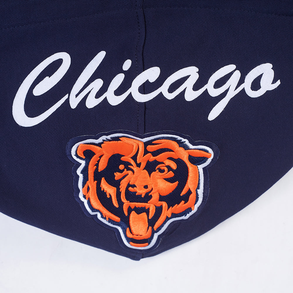NFL CHICAGO BEARS TEAM BADGE MEN'S RIB PO HOODIE (MIDNIGHT NAVY/ORANGE/MIDNIGHT NAVY)