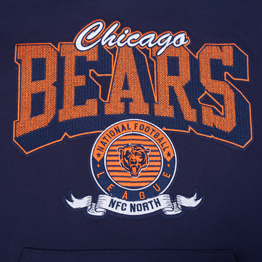 NFL CHICAGO BEARS TEAM BADGE MEN'S RIB PO HOODIE (MIDNIGHT NAVY/ORANGE/MIDNIGHT NAVY)